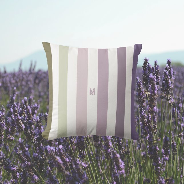 Ombre Lavender Field Strip & Personalised Monogram Cushion (Creator Uploaded)