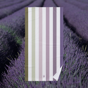 Ombre Lavender Field Stripe & Personal Monogram Beach Towel
