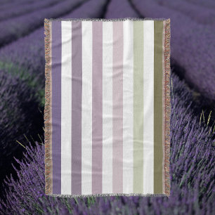 Ombre Lavender Field Stripe Purple and Green  Throw Blanket