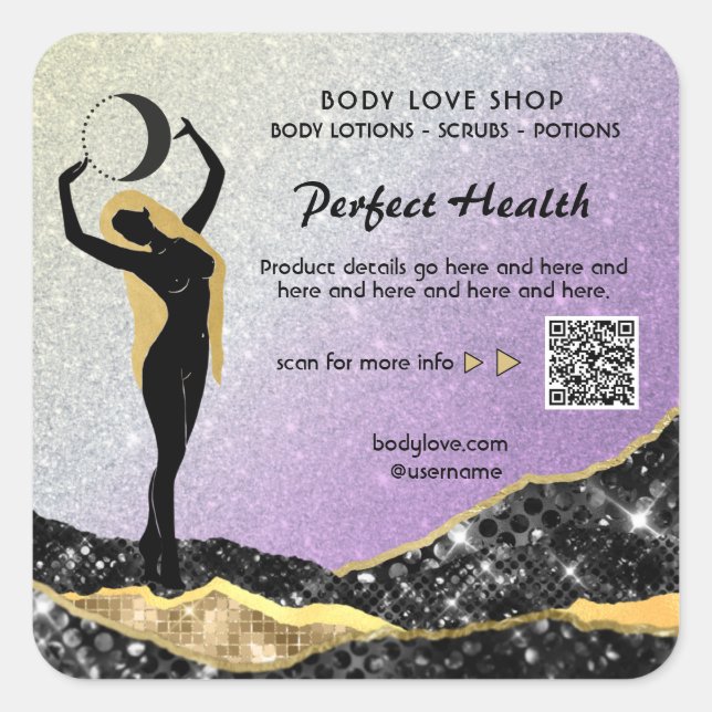 *~* Ombre Lavender Goddess Intention Spell AP24 Square Sticker (Front)