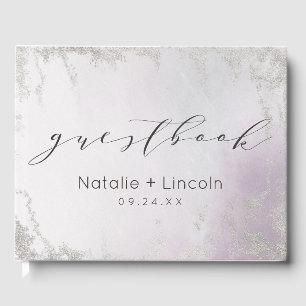 Ombre Light Purple Silver Foil Frosted Wedding Guest Book