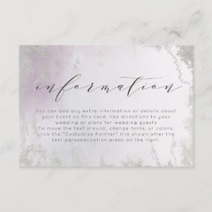 Ombre Light Purple Silver Foil Wedding Information Enclosure Card