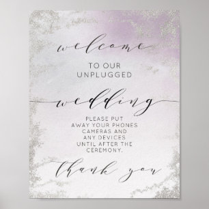 Ombre Light Purple Silver Foil Wedding Table Sign