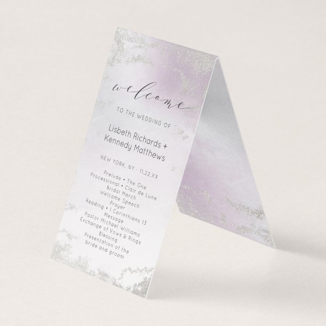 Ombre Light Purple Silver Wedding Ceremony Program (Front)