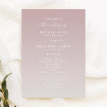 Ombre Mauve & Gardenia Wedding Ceremony Program Programme<br><div class="desc">Simple Ombre Mauve & Gardenia Wedding Ceremony Program. This modern minimal Order of Services Card is simple classic and elegant with a subtle ombre gradient fade and a pretty signature script calligraphy font with tails. Shown in the new Colorway. Available in several colour options, or feel free to edit the...</div>