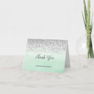 Ombre Mint and Silver Thank You Card