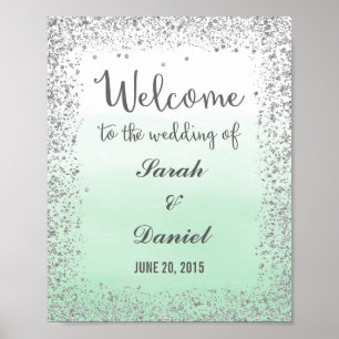 Ombre Mint and Silver Welcome Poster Print