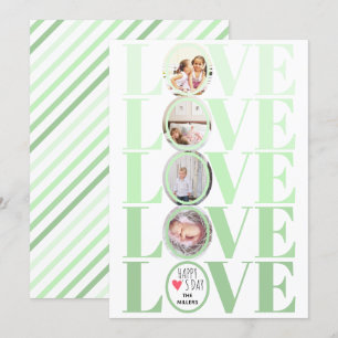 Ombre mint green LOVE photo Valentines Day Holiday Card