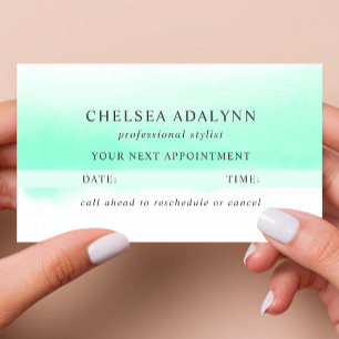 Ombre Mint Watercolor Minimal Appointment Card