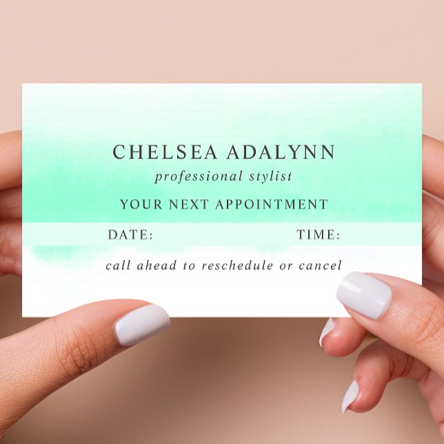 Ombre Mint Watercolor Minimal Appointment Card (Creator Uploaded)