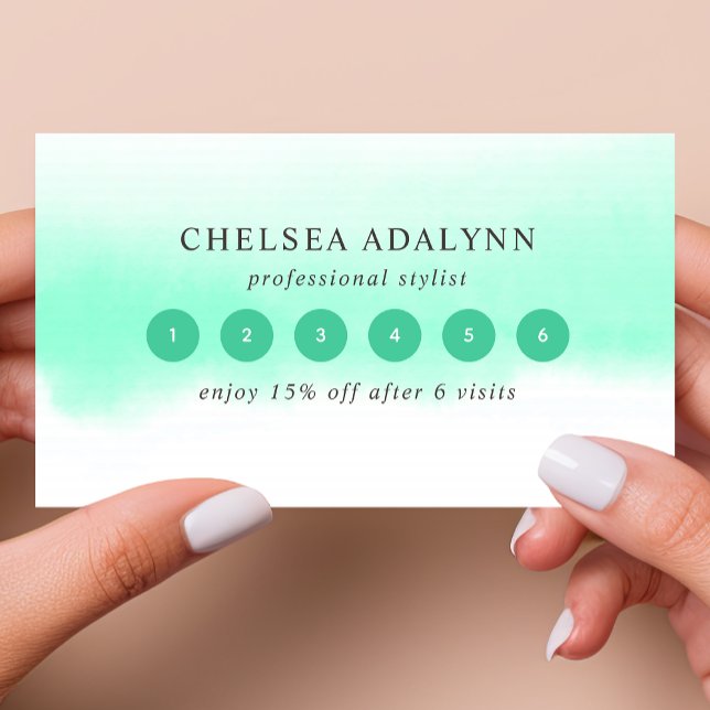Ombre Mint Watercolor Minimalist Loyalty Card (Creator Uploaded)