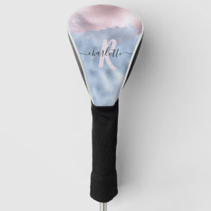 Ombre Monogram Shimmery Rose Gold and Baby Blue Golf Head Cover