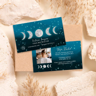 Ombre moons star Yoga instructor studio teacher Business Card
