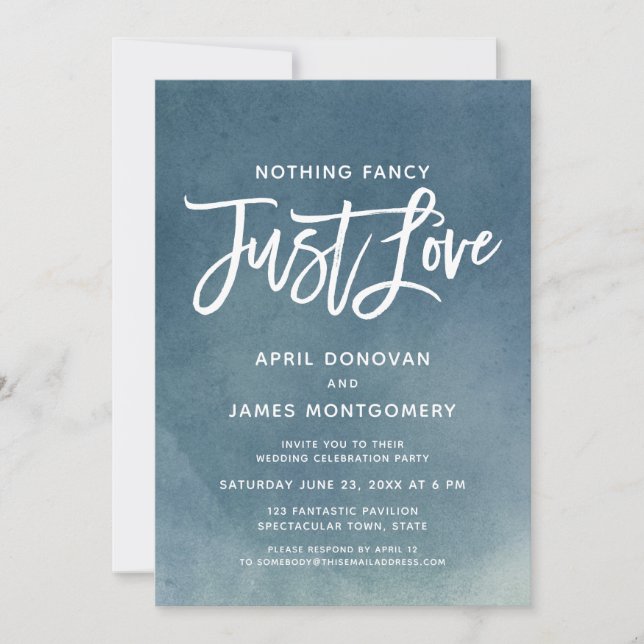 Ombre Nothing Fancy Just Love Brush Typography Invitation (Front)