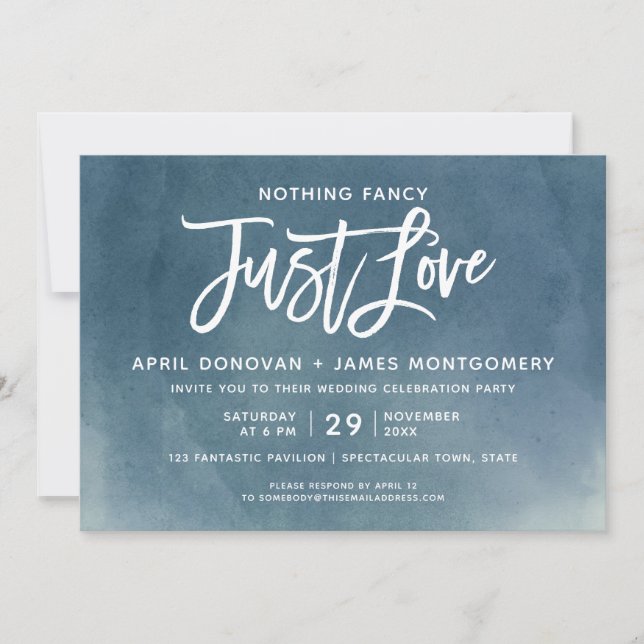 Ombre Nothing Fancy Just Love  Brush Typography Invitation (Front)