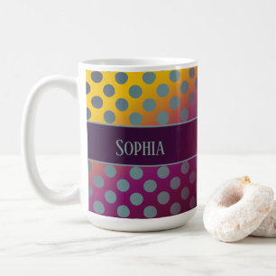 Ombre Passion Fruit Polka Dots Personalised Coffee Mug