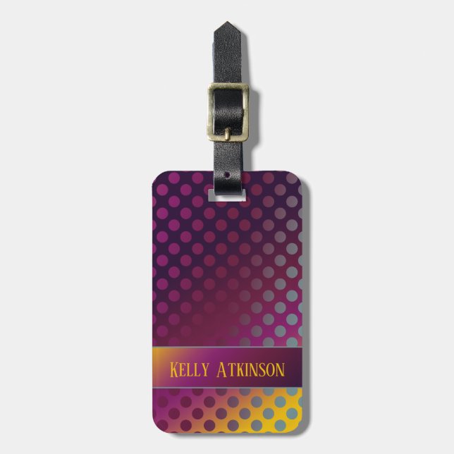 Ombre Passion Fruit Polka Dots Personalised Luggage Tag (Front Vertical)