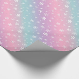 Ombre Pastel Gradient Snowflake Christmas Holidays Wrapping Paper