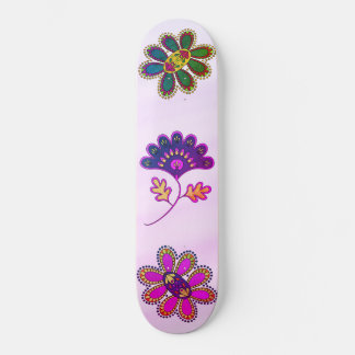 Ombre Pastel Pink Vibrant Floral Skateboard