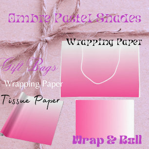 Ombre Pastel Shades Wrap Paper Large Gift Bag