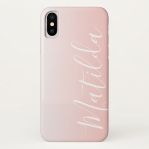 Ombre Peach Pink Plain Personalized Name Case-Mate iPhone Case