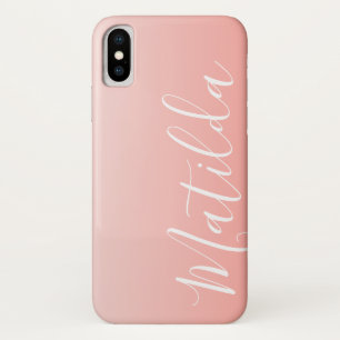 Ombre Peach Pink Plain Personalized Name Case-Mate iPhone Case