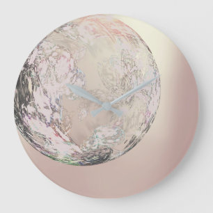 Ombre Pearly Rose Gold Metallic Abstract  Crystal Large Clock