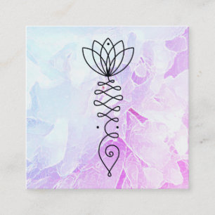 *~* Ombre Peony Lotus Healer Massage Reiki Yoga Square Business Card