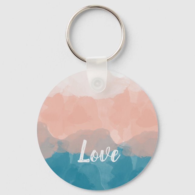 Ombre Pink and Blue Love Graceful Gradient Key Ring (Front)