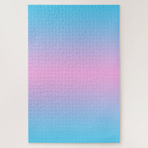 Ombre Pink and Sky Blue Gradient Jigsaw Puzzle