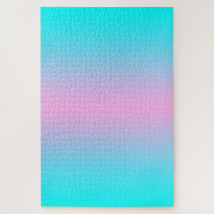 Ombre Pink and Turquoise Gradient Jigsaw Puzzle