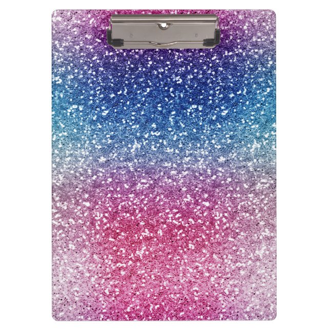 Ombre Pink Blue Glitter Wrapping Paper Clipboard (Front)