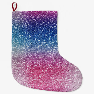 Ombre Pink Blue Glitter Wrapping Paper Large Christmas Stocking