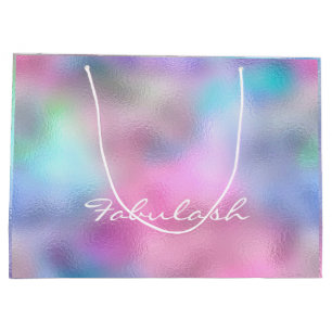 Ombre Pink Blue Minimal Beauty Metallic White Large Gift Bag