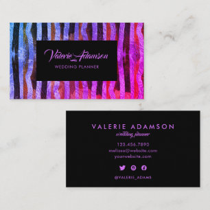 Ombre Pink Blue Stripes Texture Abstract Script Business Card