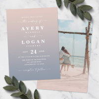 Ombre Pink & Blue Wedding Invitation with Photo