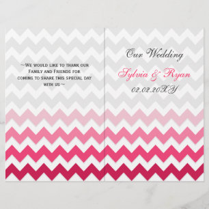 Ombre Pink Chevron folded Wedding program