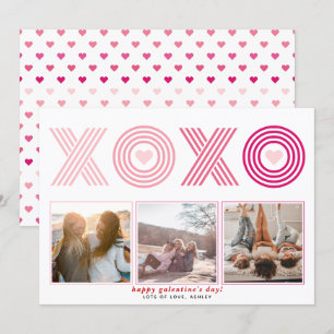 Ombre pink HOHO Galentines Day heart photo Holiday Card