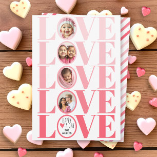 Ombre pink LOVE photo Valentines Day Holiday Card