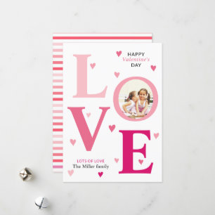 Ombre pink  LOVE Valentines Day two photos Holiday Card