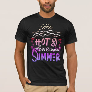 Ombre Pink Neon Hot and Awesome Summer Typography T-Shirt
