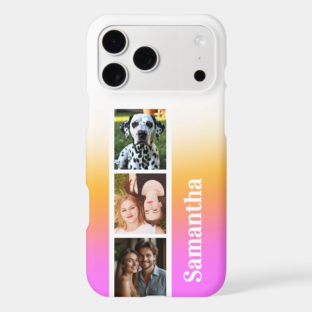 Ombre Pink Orange Photo Personalized Name (Back)