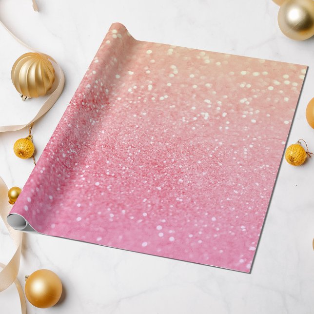Ombre Pink Peach Glitter All Occasion Wrapping Paper (Creator Uploaded)