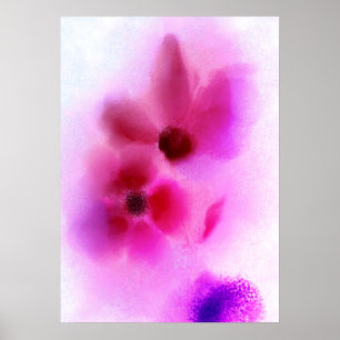 Ombre Pink Purple Twin Flowers Painting Poster