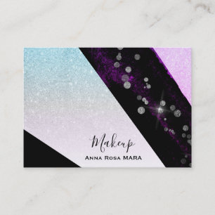 *~* Ombre Pink Teal Glitter Geometric Girly Chic Business Card