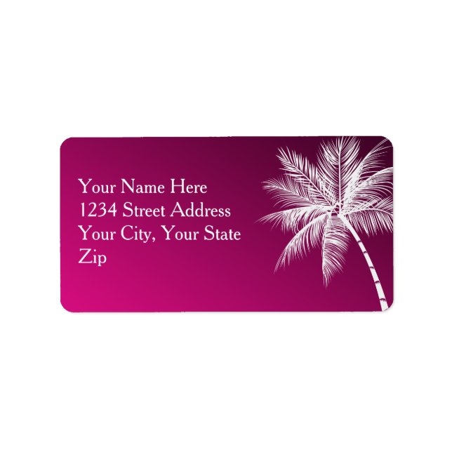 OMBRÉ PINK TROPICAL PALMS Address Label (Front)