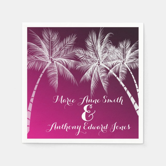 OMBRÉ PINK TROPICAL PALMS NAPKIN (Front)