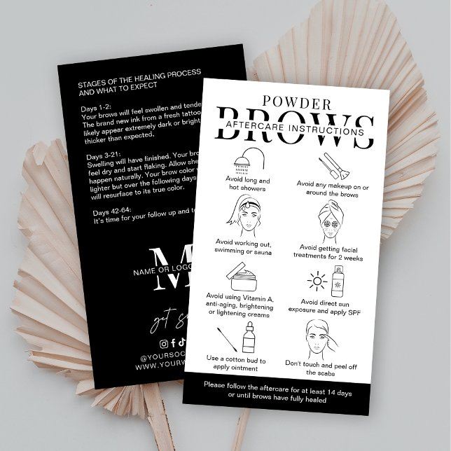 Ombre Powder Brows Aftercare Guide Minimalist Business Card (Creator Uploaded)