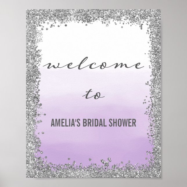 Ombre Purple and Silver Welcome Poster Print (Front)