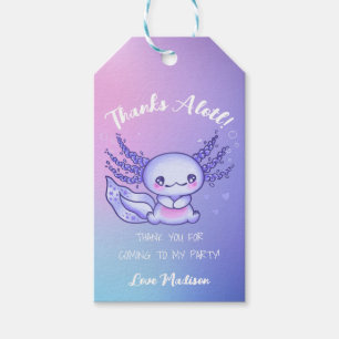 Ombre Purple Cute Axolotl Thank You Favour Tag